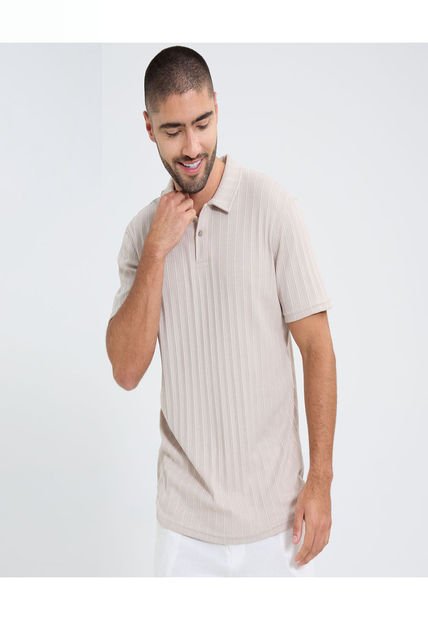 Polo Para Hombre Cuello Maquina Sin Bolsillo Color Beige Marca Ostu #60110736