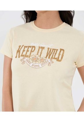 Camiseta Para Mujer Manga Corta Cuello Redondo Color Amarillo Marca Ostu #40092510