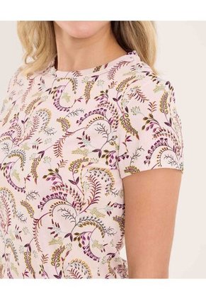 Camiseta Para Mujer Manga Corta Cuello Redondo Color Crema Marca Ostu #40092580