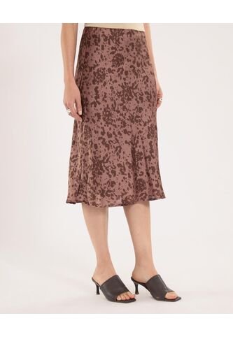 Falda Para Mujer Medio Color Café Marca Ostu #40140187 Ostu