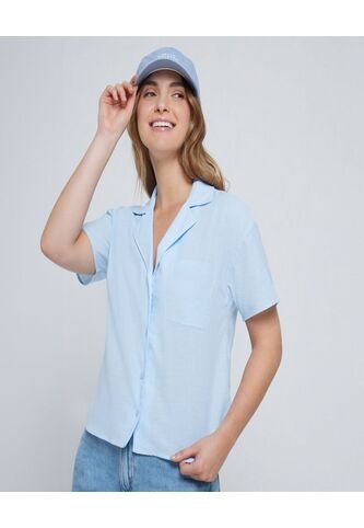 Camisa Para Mujer Manga Corta Color Celeste Marca Ostu #40010210 Ostu