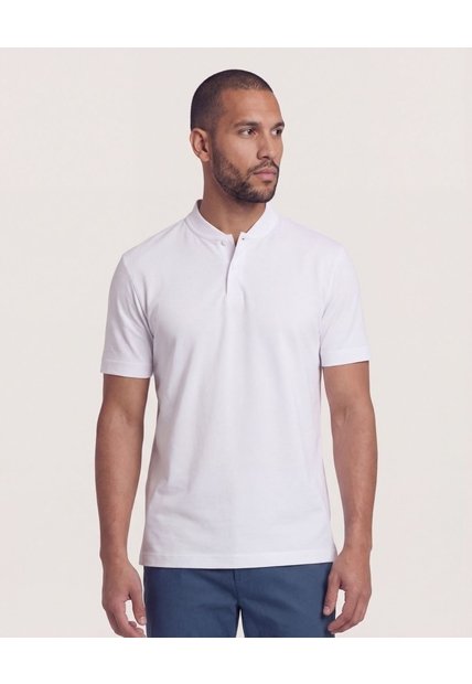 Polo  Para Hombre Cuello Mao Sin Bolsillo Color Blanco Marca Ostu #60110909