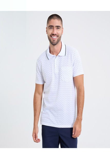Polo Para Hombre Cuello Tejido Con Bolsillo Color Blanco Marca Ostu #60110745