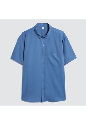 Camisa Para Hombre Manga Corta Con Bolsillo Color Azul Marca Ostu #60010696