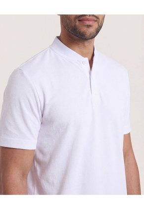 Polo  Para Hombre Cuello Mao Sin Bolsillo Color Blanco Marca Ostu #60110909