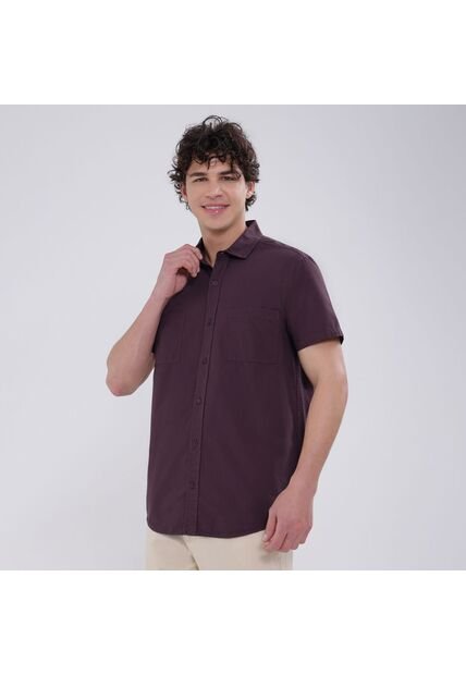 Camisa Para Hombre Manga Corta Con Bolsillo Color Café  Marca Ostu #60010676