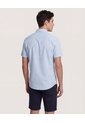 Camisa  Para Hombre Manga Corta Con Bolsillo Cuello C Color Azul Marca Ostu #60010881 de Ostu