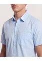 Camisa  Para Hombre Manga Corta Con Bolsillo Cuello C Color Azul Marca Ostu #60010881 de Ostu