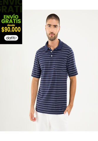 Polo Para Hombre Cuello Tejido Con Bolsillo Color Azul Marca Ostu #60110778 Ostu