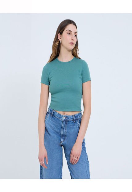 Camiseta Para Mujer Crop Top Color Verde Marca Ostu #40092334