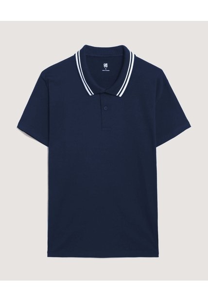 Polo  Para Hombre Cuello Tejido Sin Bolsillo Color Azul Marca Ostu #60110901