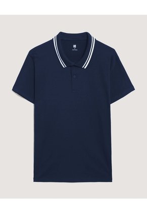 Polo Para Hombre Cuello Tejido Sin Bolsillo Color Azul Marca Ostu #60110901