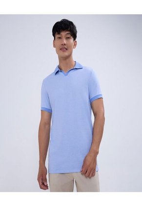 Polo Para Hombre Cuello Tejido Sin Bolsillo Color Azul  Marca Ostu #60110693