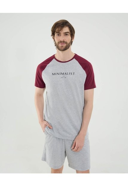 Camiseta Para Hombre Manga Corta Cuello Redondo Color Gris Marca Ostu #60091744