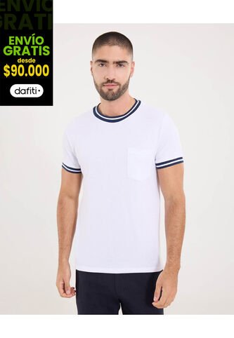 Camiseta Para Hombre Manga Corta Cuello Redondo Color Hueso Marca Ostu #60091662 Ostu