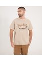 Camiseta Para Hombre Manga Corta Cuello Redondo Color Beige Marca Ostu #60091774 de Ostu