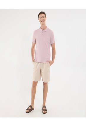 Polo Para Hombre Cuello Tejido Sin Bolsillo Color Rosa Marca Ostu #60110793