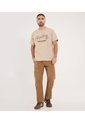 Camiseta Para Hombre Manga Corta Cuello Redondo Color Beige Marca Ostu #60091774 de Ostu