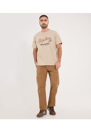 Camiseta Para Hombre Manga Corta Cuello Redondo Color Beige Marca Ostu #60091774