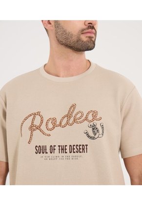 Camiseta Para Hombre Manga Corta Cuello Redondo Color Beige Marca Ostu #60091774