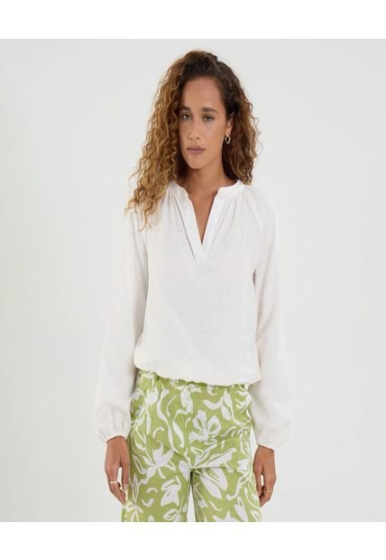 Blusa Para Mujer Manga Larga Color Crudo Marca Ostu #40121173