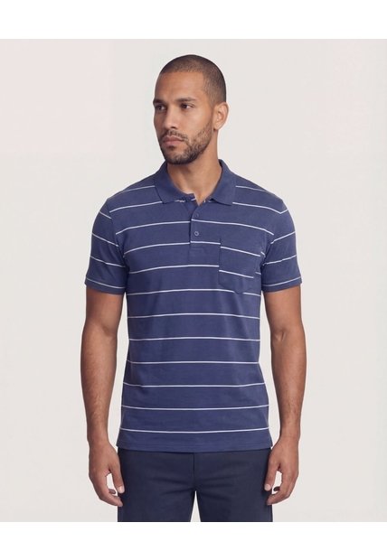 Polo  Para Hombre Cuello Tejido Con Bolsillo Color Azul Marca Ostu #60110899