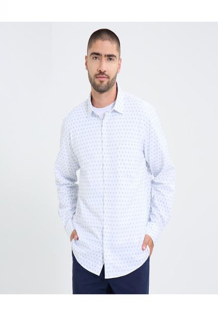 Camisa Para Hombre Manga Larga Con Bolsillo Cuello Casual M Color Marfil Marca Ostu #60010793