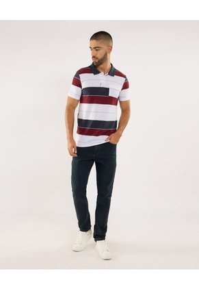 Polo Para Hombre Cuello Tejido Con Bolsillo Color Blanco Marca Ostu #60110802