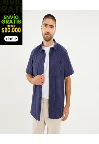 Camisa Para Hombre Manga Corta Con Bolsillo Cuello Casual M Color Azul Marca Ostu #60010831 Ostu