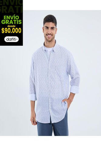 Camisa Para Hombre Manga Larga Con Bolsillo Cuello Button D Color Blanco Marca Ostu #60010806 Ostu