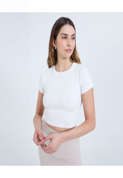 Camiseta Para Mujer Manga Corta Moda Color Crema Marca Ostu #40092462