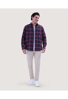 Camisa Para Hombre Manga Larga Sin Bolsillo Color Negro Marca Ostu #60010742