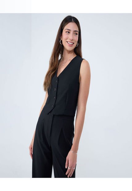 Chaleco Para Mujer Plano Color Negro Marca Ostu #40250020