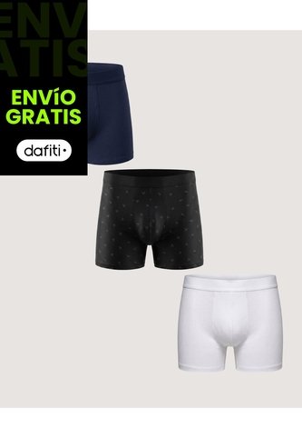 Pack X3 Boxer Medio Mix Estampado  Para Hombre Negro Ostu Ostu