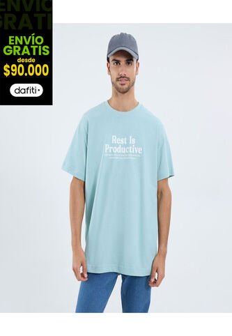 Camiseta Para Hombre Manga Corta Cuello Redondo Color Azul Marca Ostu #60091647 Ostu