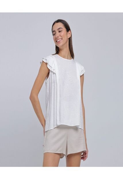 Blusa Para Mujer Manga Sisa Color Crudo Marca Ostu #40121019