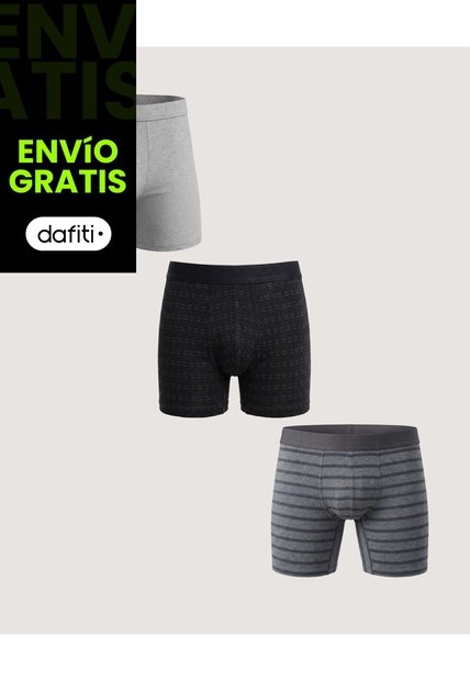 Pack Boxer Medio X3  Para Hombre Negro Ostu