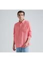 Camisa Para Hombre Manga Larga Con Bolsillo Color Rosado  Marca Ostu #60010595 de Ostu