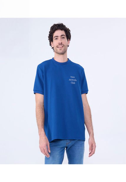 Camiseta Para Hombre Manga Corta Color Azul  Marca Ostu #60091519