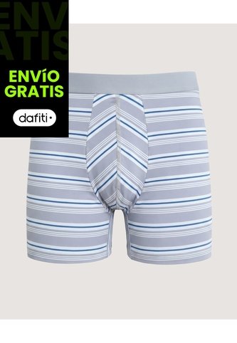 Bóxer Medio Rayas Clásicas  Para Hombre Gris Ostu Ostu