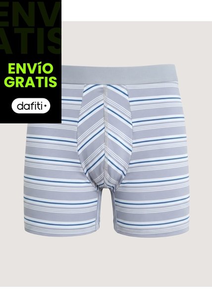 Bóxer Medio Rayas Clásicas  Para Hombre Gris Ostu