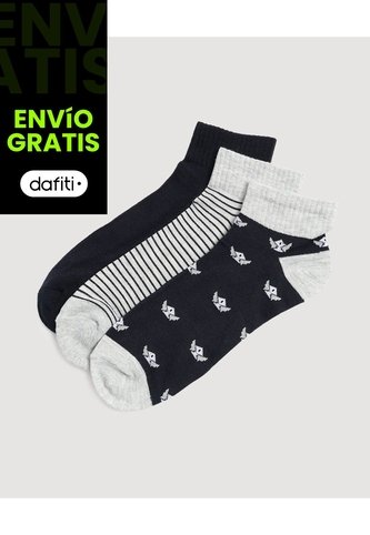 Medias Pack X3 Media Tobillera X3 Para Hombre Negro Ostu Ostu