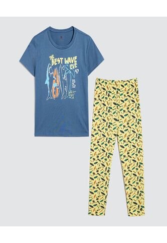 Pijama Para Niño M/C P/L Color Amarillo  Marca Ostu #80040092 Ostu