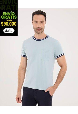 Camiseta Para Hombre Manga Corta Cuello Redondo Color Azul Marca Ostu #60091664 Ostu