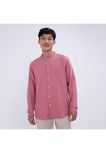 Camisa Para Hombre Manga Larga Con Bolsillo Color Terracota Marca Ostu #60010722