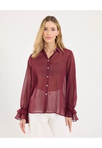 Camisa Para Mujer Manga Larga Color Uva Marca Ostu #40010354 Ostu