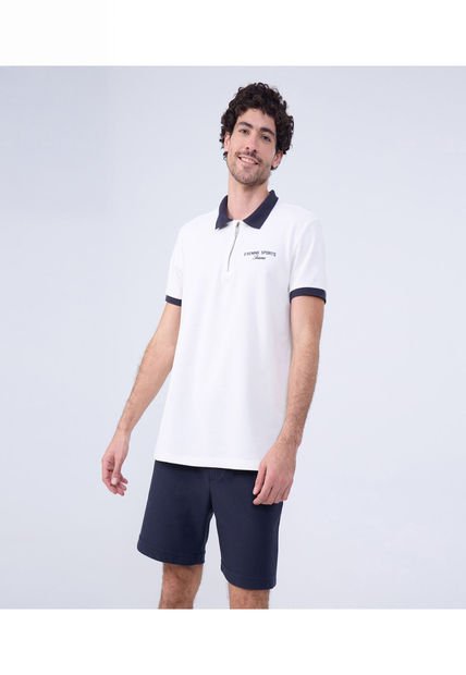 Polo Para Hombre Cuello Tejido Sin Bolsillo Color Crema Marca Ostu #60110753