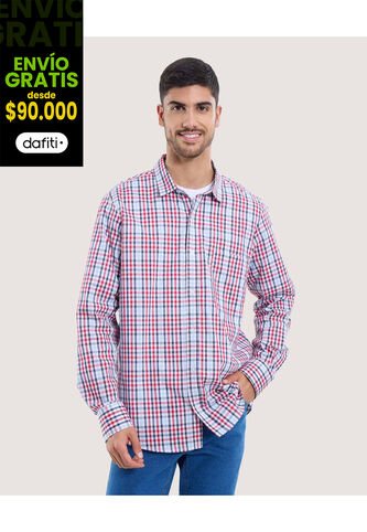 Camisa Para Hombre Manga Larga Con Bolsillo Cuello Casual M Color Blanco Marca Ostu #60010827 Ostu