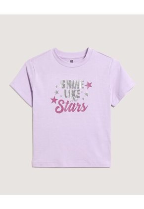 Camiseta Infantil Niña Manga Corta Cuello Redondo Color Lila Marca Ostu #90090344