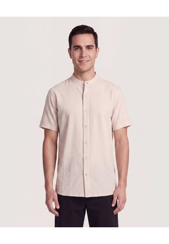 Camisa Manga Larga Con Bolsillo  Para Hombre Beige Ostu Ostu